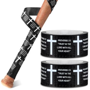 Imagem de Pushglossy 2 Pçs Fitas de Aderência de Taco de Beisebol Faith Cross 1,1 mm Fita Adesiva Pré-cortada e Totalmente Adesiva Softball, Antiderrapante, Embrulhar Taco de Beisebol Religioso, Fita de