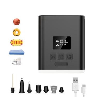 Imagem de Bomba de ar para mini colchão de ar infláveis, bomba de ar elétrica portátil para boias de piscina, anéis de natação, almofadas de dormir, sacos de armazenamento a vácuo 5X com bateria e luz de 5000