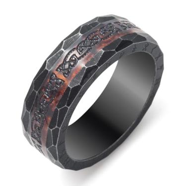 Imagem de SOBHART Anéis Viking de aço inoxidável viking nórdicos runas lobo corvo árvore da vida anel joia para homens mulheres tamanho 7/8/9/10/11/12/13, Sem pedra preciosa