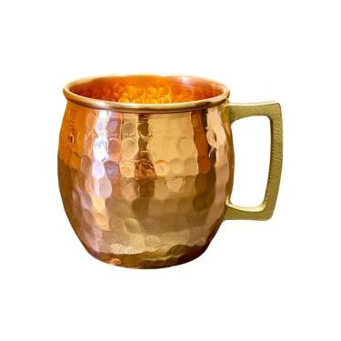 Imagem de Caneca Barril Cobre Martelada Alça Bronze Moscow Mule 500ml