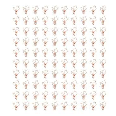 Imagem de Grampos de pasta de metal grampos de papel escritório pequeno bonito forma de flor oco cauda longa design forte força de fixação para documentos certificados bilhetes roupas 100 (Ouro Rosa)