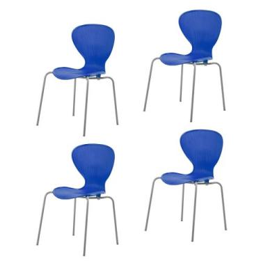 Imagem de Kit 4 Cadeiras Empilháveis Base Aço Tubular Flash - Prima Design