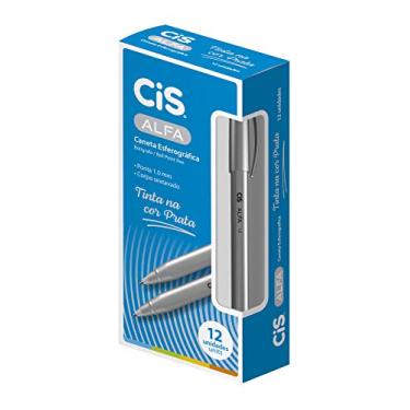Imagem de Caneta Esferográfica CIS ALFA 1,0, Prata, Caixa com 12 unidades