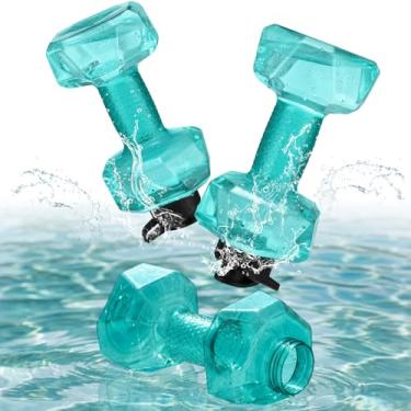 Imagem de Soulchen 2 pesos de plástico preenchidos com água para exercícios na piscina, halteres aquáticos com alça antiderrapante, halteres aeróbicos de piscina para perda de peso em hidroginástica (verde)