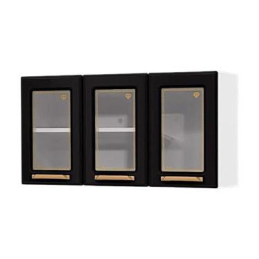 Imagem de Armário Aéreo Cozinha em Aço Diamante 3 Portas com Vidro Branco Da Tel