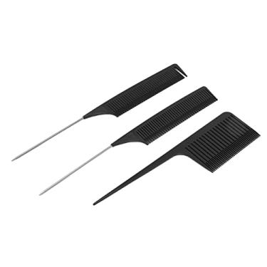 Imagem de Semme Conjunto de Pente de Destaque Profissional 3 Peças Ferramenta de Corte de Estilo de Coloração de Cabelo Com Cauda de Metal para Barbearias e Uso Doméstico Material PP