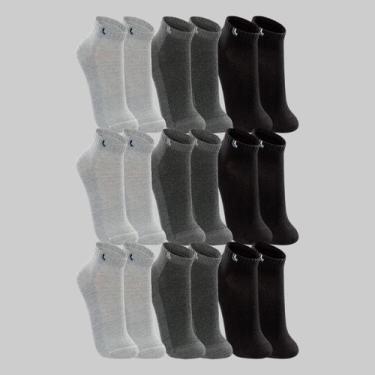 Imagem de Kit 9 Pares de Meias Lupo Cano Curto 03225-089, Preto, Cinza, Grafite,