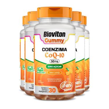 Imagem de Kit 5 Gummy Coenzima Q10 Unilife 30 Gomas Laranja