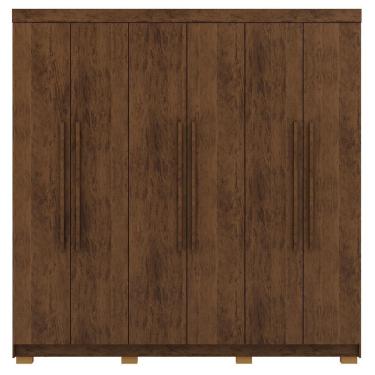 Imagem de Guarda Roupa Casal 6 Portas 2 Gavetas 218 Cm 10037 Vlr Imbuia