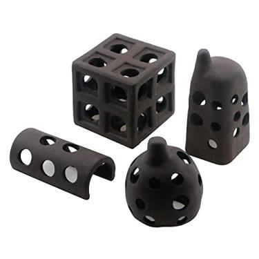 Imagem de MY MIRONEY 4 peças abrigos de cerâmica aquário rocha cerâmica abrigo caverna camarão betta lagartos esconderijo reprodução caverna esconderijo cúbico decoração de aquário de peixes