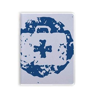 Imagem de Kit de Primeiros Socorros Azul Padrão de Ilustração Redondo Caderno Capa de Goma Diário Capa Macia