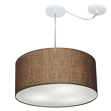 Imagem de Lustre Pendente com Desvio de Centro Cúpula Tecido 55x25 cm, Vivare Iluminação, Pendente4263 LC, Café, Médio