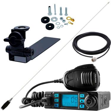 Imagem de Rádio Px 80 Canais Antena Inox Mini Maria Mole 1,40m Cabo 5,5m Caminhonete Carroceria 