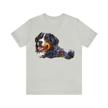 Imagem de Camiseta de manga curta unissex Bernese Mountain Dog, Prata, M
