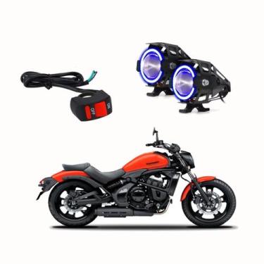 Imagem de Par Farol de Milha Angel Eye U7 Azul para Moto Kawasaki Vulcan 900CC L
