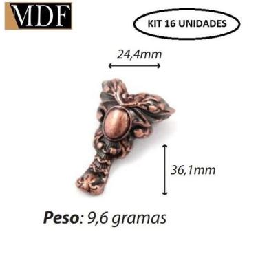 Imagem de Kit 16 Pezinho Todo Trabalhado 2,44x3,61cm Caixa e Bandeja Artesanato 