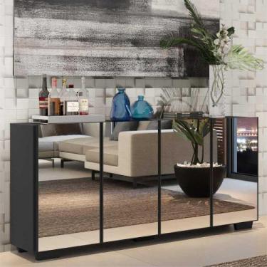 Imagem de Aparador Buffet com Espelho Multimóveis Vegas com 4 Portas FG3560 Pret