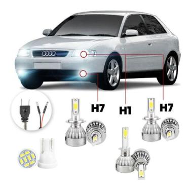 Imagem de Kit Lampadas Led Audi A3 2001 2006 H7 H1 H7 20000lm - V10, Branco