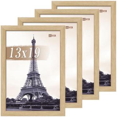 Imagem de VCK Conjunto de 4 porta-retratos de 33 x 48 cm - porta-pôsteres de madeira com qualidade de galeria, borda de 2,8 cm de largura, acrílico polido, exibição de parede vertical ou horizontal para foto