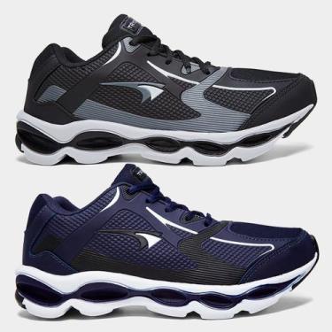 Imagem de Kit Tênis Tryon Impacto 2 Pares Masculino, Preto, Dourado, 41