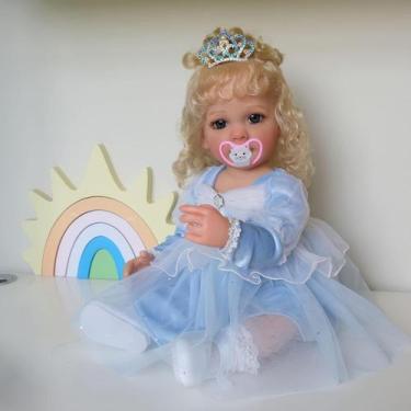 Imagem de Cabelo longo amarelo liso para bebês da vida real, corpo inteiro de 22