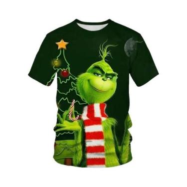 Imagem de Camiseta Masculina Verde Estampada Em 3D Do Monstro Grinch De Natal Ma