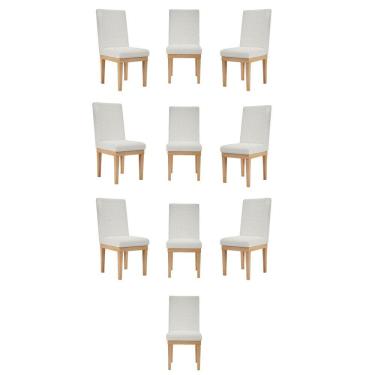 Imagem de Kit 10 Cadeiras Estofada Reforçada Mesa Em Linho Bege