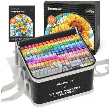 Imagem de Kit de Canetas Profissionais Permanentes com Estojo e Bolsa para Transporte 172 Peças, Shuttle Art