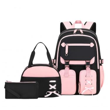 Imagem de Mochila escolar TYHOTULY infantil juvenil rosa, 3 peças com lancheira e estojo, grande capacidade 23 L