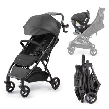 Imagem de Carrinho de Bebê Summer Infant Ingenuity 3Dquickclose CS+ Preto, Dobragem Compacta com Uma Mão, Capota Extra Grande, Cinto 5 Pontos
