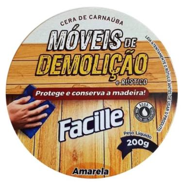 Imagem de Cera Carnauba Para Moveis De Demolição E Madeiras Amarela Lata 200 GR Facille