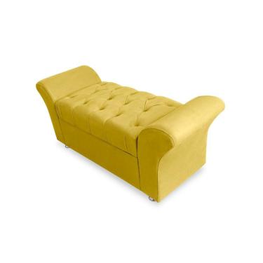 Imagem de Calçadeira Baú Com Capitonê Veneza Cama Casal 140 cm Suede Amarelo LM DECOR