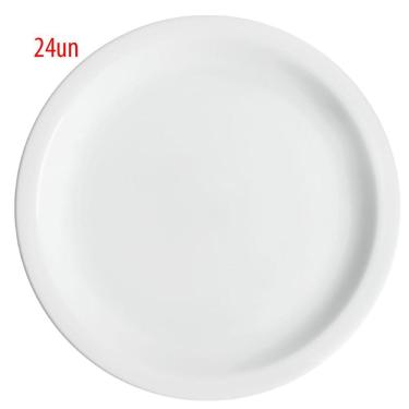 Imagem de Conjunto de 24 Pratos Rasos de Porcelana Classe Única Iguaçu Germer 25cm Branco