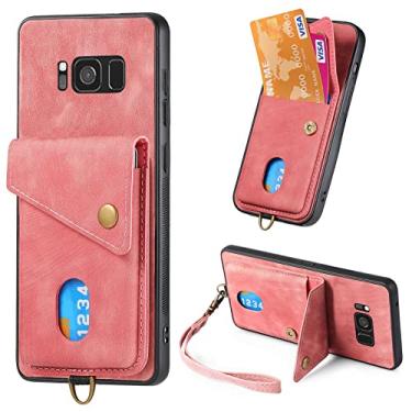 Imagem de Telefone Flip Covers Compatível com capa para Samsung Galaxy S8, com porta-cartão capa protetora à prova de choque premium couro PU borracha silicone bumper carteira capa com [alça de pulso] Capa prot