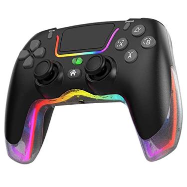 Imagem de Controlador sem fio para jogos de controle remoto, gamepad de vibração de motor duplo, sensor giroscópio de 6 eixos, suporte para configurações de macro de expansão traseira, luzes frias. Aplicável a PS4, switch,ios13.14.15 (mfi), telefone Android (tablet), computador pc, notebook