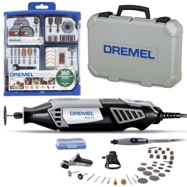 Imagem de Retífica Dremel 4000 com 36 Acessórios e 3 Acoplamentos + Kit 160 Peças DREMEL