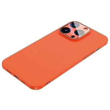 Imagem de HAZARA Capa ultrafina para iPhone 14 Pro Max/14 Plus/14 Pro/14, capa fina de policarbonato antiarranhões para câmera de proteção de vidro, laranja, 14 Plus 6,7 polegadas