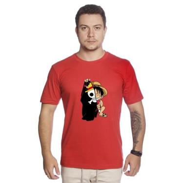 Imagem de Camiseta Masculina De Algodão Monkey D. Luffy One Piece Capa - Steve M