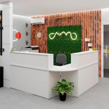 Imagem de Balcão Atendimento de Canto para Recepção 2 Gavetas Branco