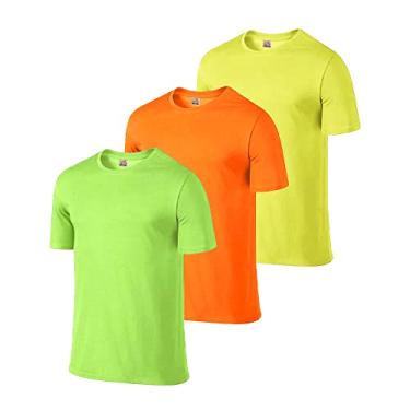 Imagem de Kit 3 Camisetas Masculinas Básicas Lisa Poliéster Premium (XG, Amarelo, Verde, Laranja)