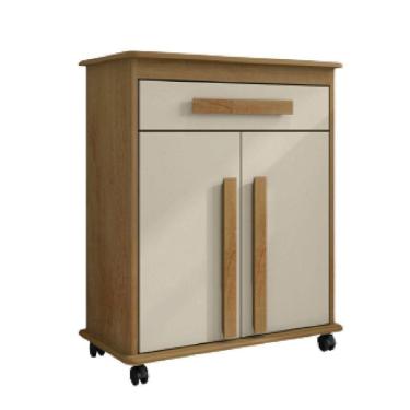 Imagem de Armário Balcão Multiuso 2 Portas 1 Gaveta Com Rodízios Chile Cinamomo / Off White