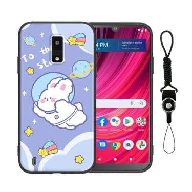 Imagem de Nuouxoco Capa para Blu View 4 / B135DL com alça de cordão anime design fofo animação de silicone macio desenho animado Kawaii legal meninas mulheres capa de telefone para Blu View 2 2023- coelho fofo