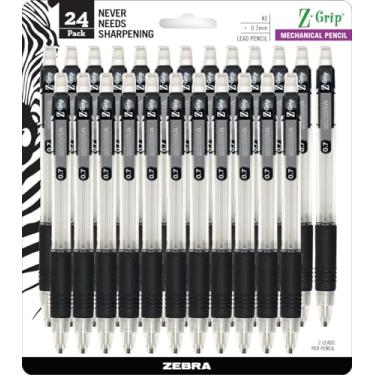 Imagem de Zebra Pen Lápis mecânicos Z-Grip™, 0,7 mm, grafite médio nº 2, barril transparente, pacote com 24