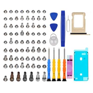 Imagem de Darycom Repair Conjunto completo de parafusos, 72 peças, kit de ferramentas de reparo para iPhone 8 de 4,7 polegadas, 4 chaves de fenda, mapa de localização, 3 abridores de ferramentas, 1 adesivo de
