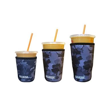 Imagem de Koverz Conjunto de 3 mangas de java para café gelado inclui pequeno, médio e grande - capa isolante de neoprene para bebidas frias, pacote com 3 - compatível com Starbucks e McDonald's Coffee -