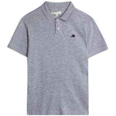 Imagem de AEROPOSTALE Camisa polo para meninos - Camisa polo piqué de manga curta de ajuste clássico - Camisa de golfe elástica confortável para meninos (4-16), Cinza, 14-16