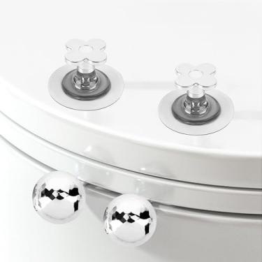 Imagem de SHIDOW Elevador de tampa de vaso sanitário com flores galvanizadas - Levantador de alça de assento de vaso sanitário adesivo para levantamento limpo e fácil (1 peça de levantador de tampa e 1 abridor