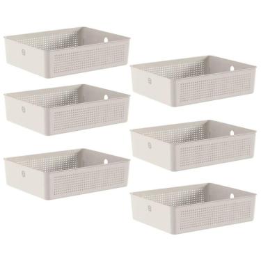 Imagem de Conjunto 6 Cestos Organizadores 8,2L Flow Bege 34x27x9cm Lav