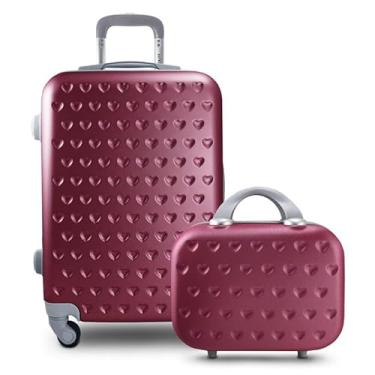 Imagem de Conjunto de Mala e Frasqueira Love - Jacki Design Dourado (VINHO)