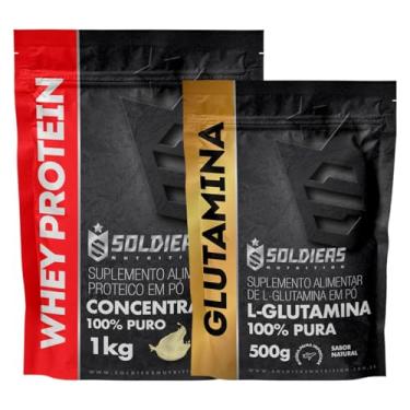 Imagem de Kit: Whey Protein Concentrado 1Kg + Glutamina 500g - 100% Importado - Soldiers Nutrition Sabor:Natural
